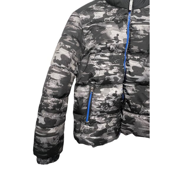 Zero xposur Boys XL Camo Heavy Puffer Jacket Fleece Hood Full Zip Black Gray - Picture 5 of 16